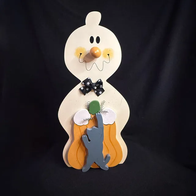 Terry's Village Wooden Halloween Ghost Cat Pumpkin Wall Decor