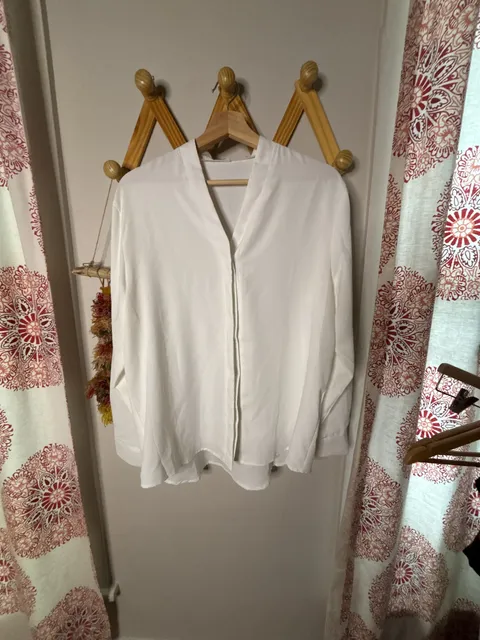 Eileen Fisher Long Sleeve V-Neck Blouse White