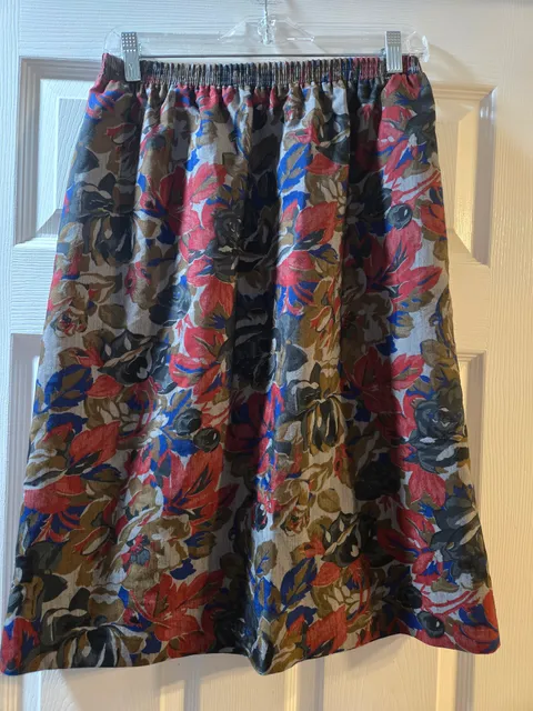 Vintage Floral Midi Skirt Multi Color