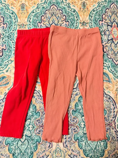 Cat & Jack Leggings girls 4T Pink Red Ribbed Toddler Lot
