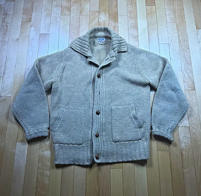 Vintage Alan Paine Shetland Wool Cardigan Mens 42 England Shawl Collar 60s 70s