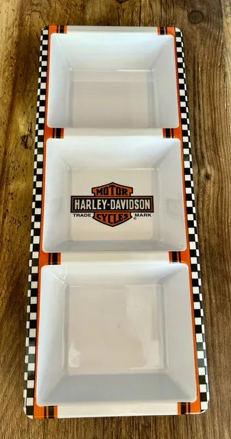 Harley-Davidson 3-Section Checkerboard Tray Melamine Serving Dish