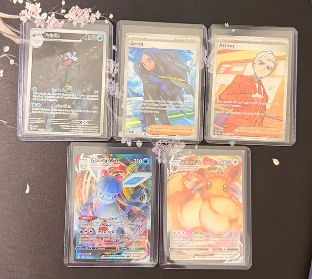 Pokemon Card Lot Palafin Geeta Atticus Glaceon VMAX Eevee VMAX 5 Cards