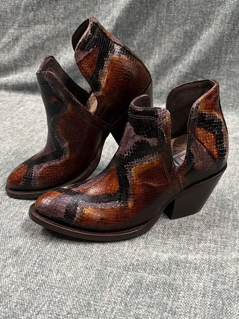 Ariat Dixon Western Boot Size 7 Brown Snake Print Leather Women’s