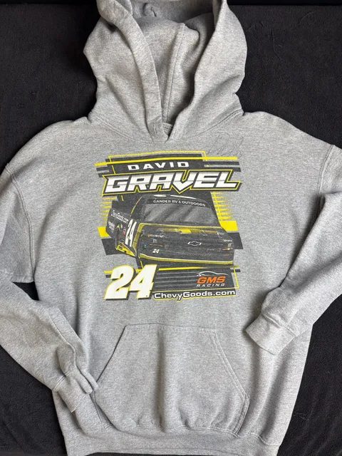 Gildan David Gravel #24 GMS Racing Hoodie Size M Gray