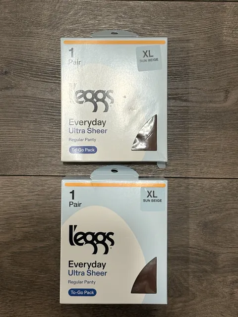 NWT Lot of 2 L'eggs Everyday Ultra Sheer Pantyhose XL Sun Beige 