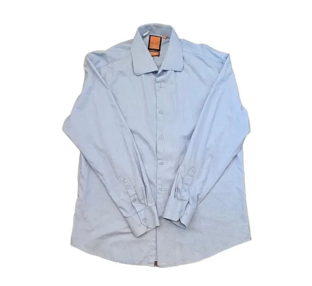Tiglio Uomo Long Sleeve Dress Shirt Size 17.5 Collar 34/35 Blue