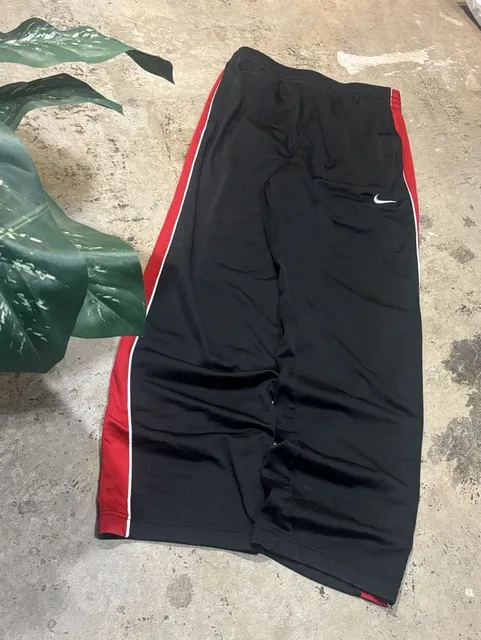 Nike Track Pants Size M Black Red White Striped Athletic Pants