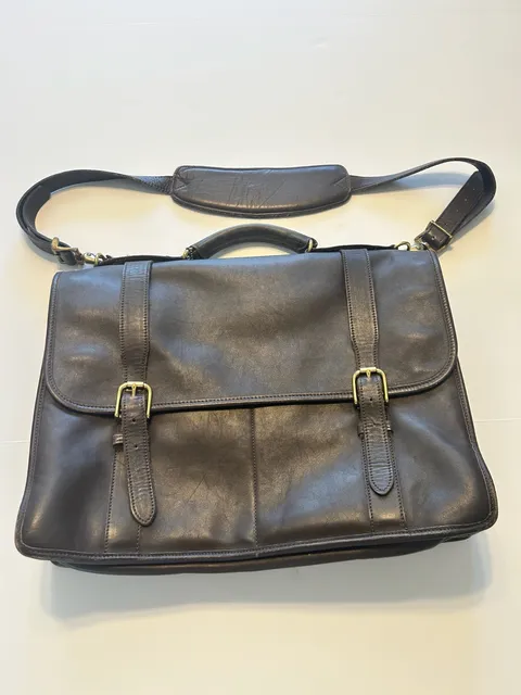 Jack Georges Leather Briefcase Messenger Bag Brown Made in USA Vintage Style