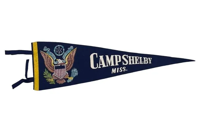VTG WW2 Camp Shelby Mississippi Army Felt Pennant