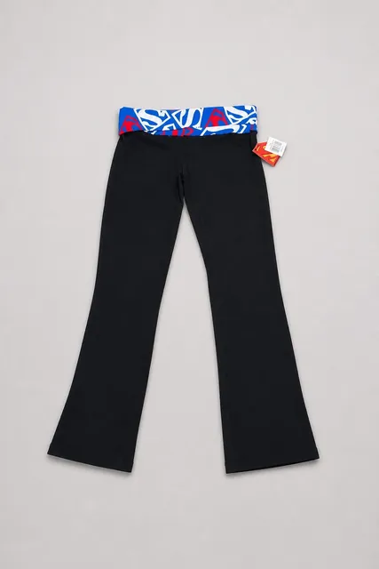 Superman Foldover Yoga Pants Size L Black