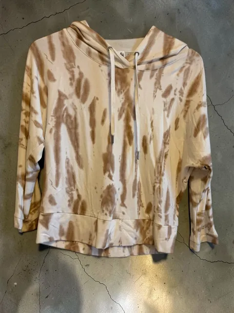 Rachel Zoe Tie Dye Hoodie Size S Brown White Drawstring Sweatshirt