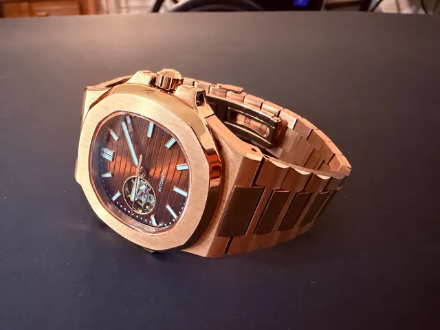 Custom Mod 40mm NH38 Automatic Open Heart Rose Gold