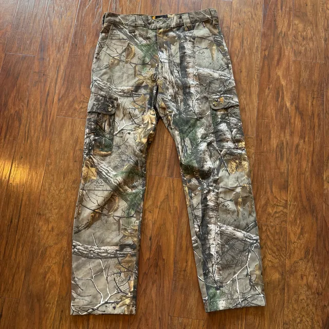 Browning Mens Medium Realtree Camo Cargo Hunting Pants Adjustable Hem Treebark