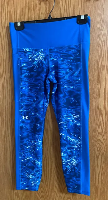 Under Armour HeatGear Compression Leggings Size MD Blue Water Print