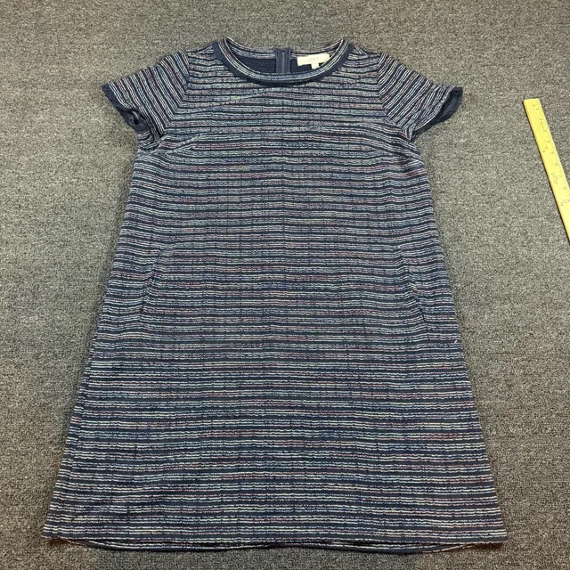 LOFT Tweed Shift Dress Size 14 Blue Multi Short Sleeve