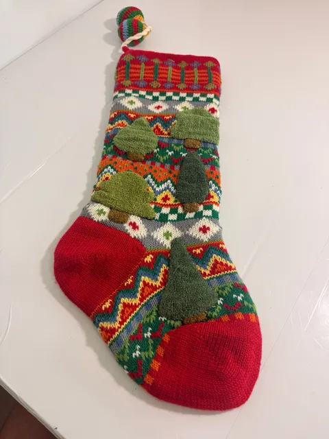Unbranded Fair Isle Christmas Stocking With 3D Trees