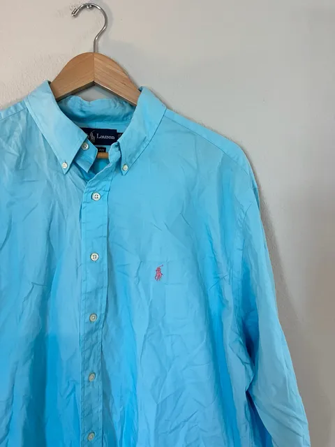 Polo Ralph Lauren, Classic Fit, Baby Blue/Pink Pony Button Down Shirt, XL