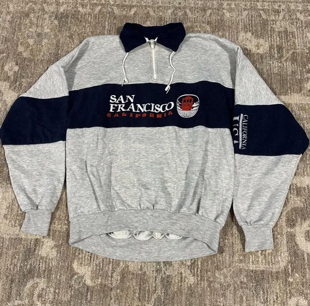 Vintage San Francisco 1/4 Zip Pullover Sweatshirt Gray