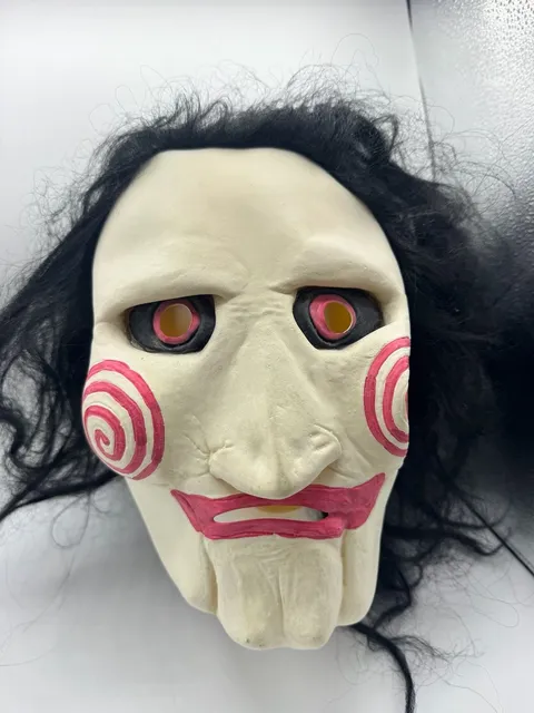Saw Billy Jigsaw Puppet Mask With Black Hair Halloween Costume