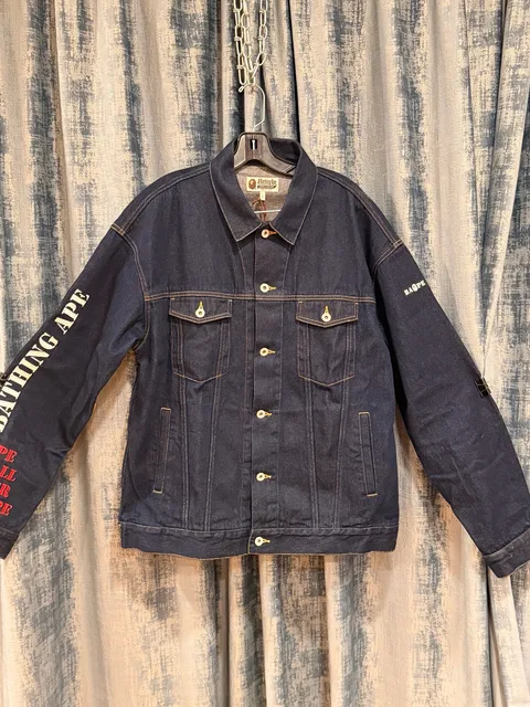 BAPE Multi Motif Loose Fit Denim Jacket Indigo Men's -L