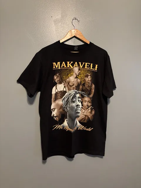 Rock Yeah Makaveli Tupac Me Against The World T-Shirt Size L Black
