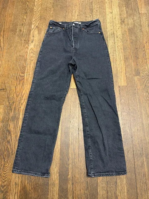 Levi's Ribcage Straight Ankle Jeans Size 31x29 Black Denim