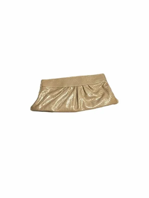 Lauren Merkin Metallic Gold Croc Embossed Leather Clutch Purse (Z-5)