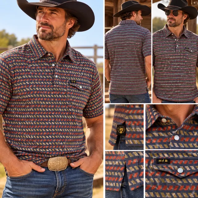 Howler Bros Mens XXL Polo Shirt Geometric Western Pearl Snap Pocket 100% Cotton