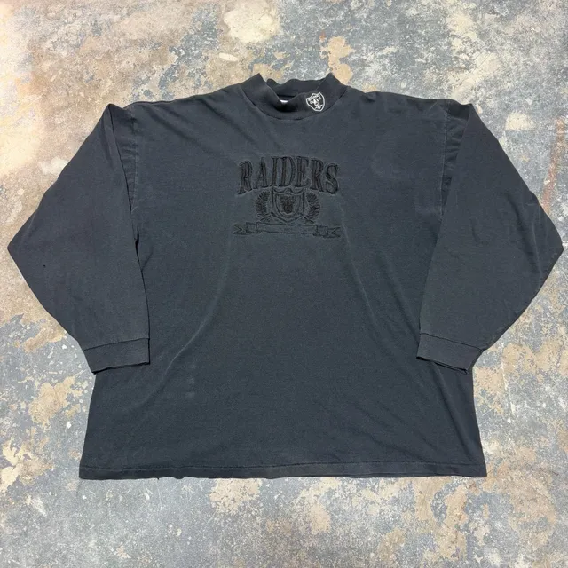 Logo 7 Vintage Oakland Raiders Mock Neck Long Sleeve Shirt Black