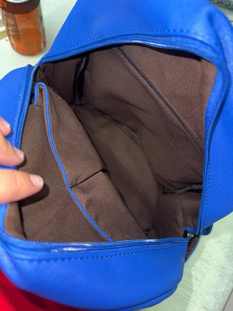 Blue Faux Leather Backpack
