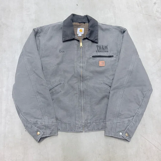 Carhartt Detroit Jacket Size L Gray Embroidered TK&M Fencing