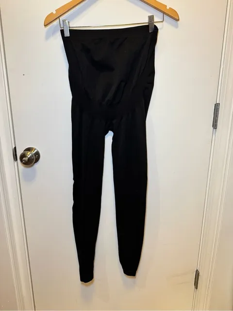 High-Waist Black Maternity Leggings with Supportive Panel