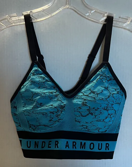 Under Armour Compression Sports Bra Size MD Blue Black Athletic
