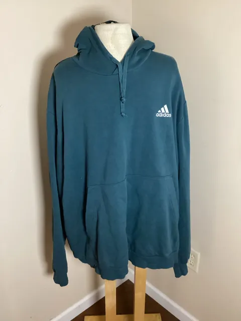 Adidas Pullover Hoodie Size 3XL Teal Blue Fleece