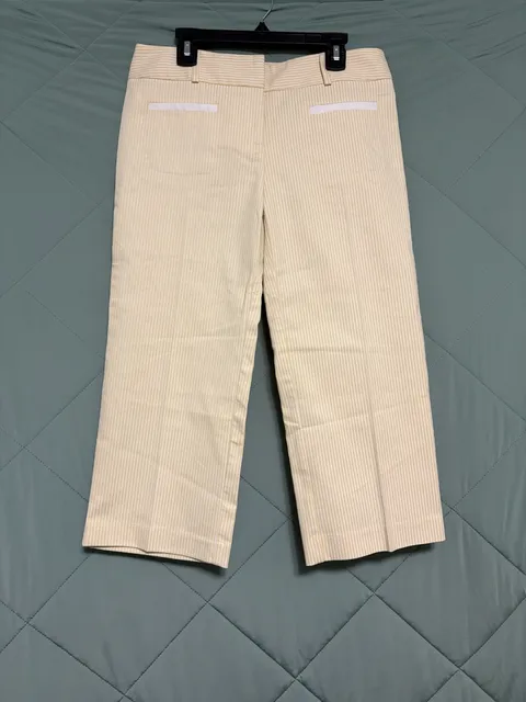 To The Max Striped Pants Size 2 Yellow White Crop Trousers