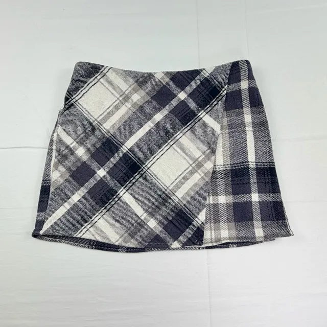 SO Women’s Plaid Mini Skirt Gray Black White  100% Cotton Size XL (14/16)