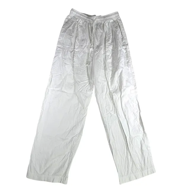Lizsport Casual Pants Size M White Cotton Drawstring Elastic Waist