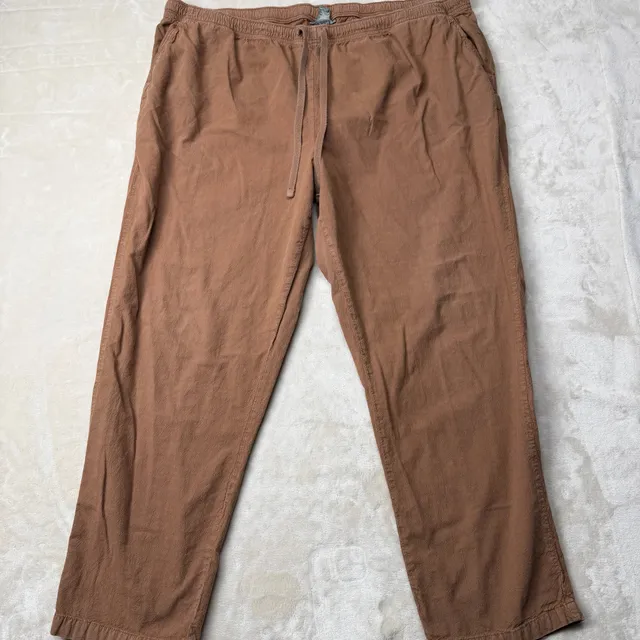 Y2K Essentials Pants Size 18/20 Brown Cotton Drawstring Waist