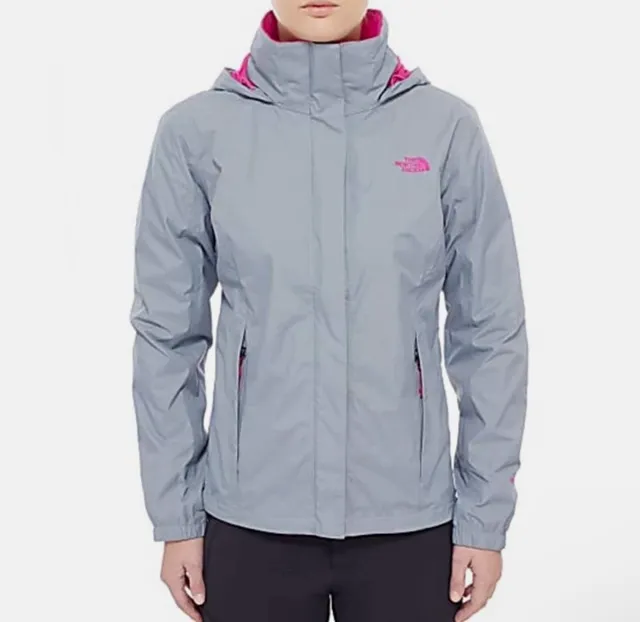 The North Face Resolve 2 Jacket Size S/P Grey Pink Rain Jacket Gorpcore Outdoors Weatherproof