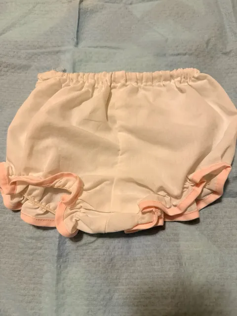 Marmellata Baby Bloomers Size 3-6 Months White Pink Ruffle Diaper Cover