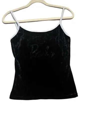 Barbie Subtle Goth Velvet Camisole Black Crushed Velour Tank Top
