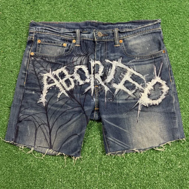 Levi's 511 Custom Hand Painted Death Metal Denim Shorts W34 L34