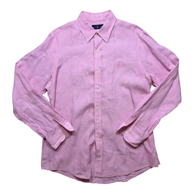 Ralph Lauren Linen Button-Down Shirt Size XL Pink Long Sleeve