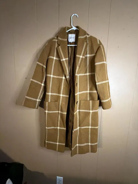 Madewell Elmcourt Coat Size XXS Windowpane Plaid Wool Blend