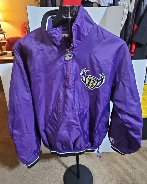 Starter Baltimore Ravens Half Zip Pullover Jacket Size M Vintage NFL