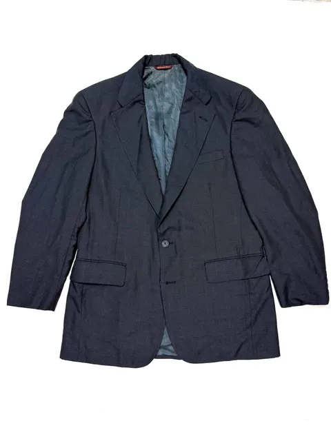 S.F. Alman Country Britches Men's Blazer 36R Old Money Heritage Dark Academia Preppy Quiet Luxury Navy Charcoal Houndstooth Check [Wool] Vintage Two Button Sport Coat USA Made Union