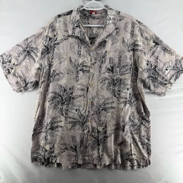 1685 Junction West Tropical Palm Leaf Button Down Shirt XXL Gray