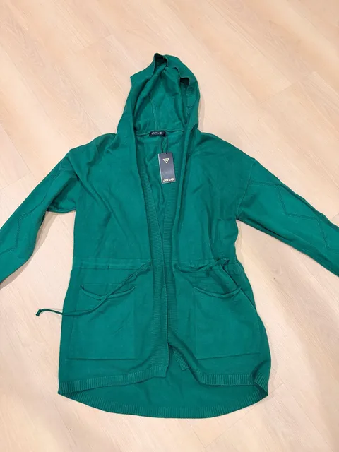 Mio Alfa Green Hooded Cardigan Sweater