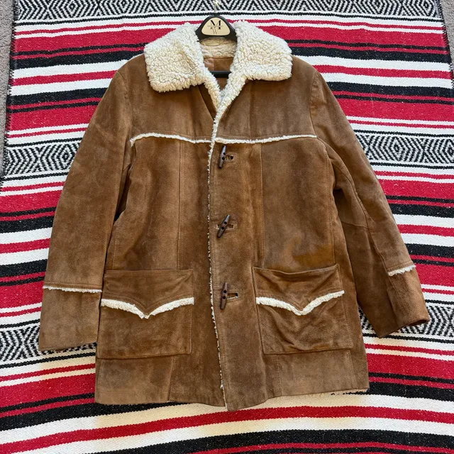 60s/70s Pioneer Wear Cowhide Suede Sherpa Jacket - Sz L